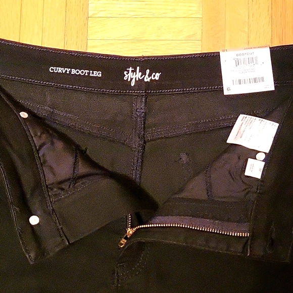 NEW Style&Co Black Stretch Denim Curvy Boot-Cut Jeans, 10 LONG - Picture 9 of 16